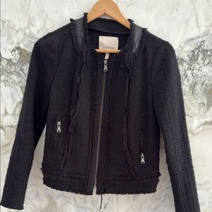 Rebecca Taylor Black Blazer with tweed and leather  Finish